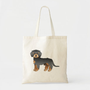 Black and Tan Mini Goldendoodle Niedlicher Cartoon Tragetasche
