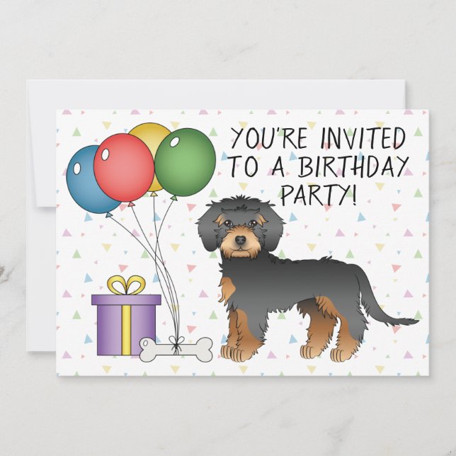 Black and Tan Mini Goldendoodle Niedlicher Hund Ge Einladung (Vorderseite)