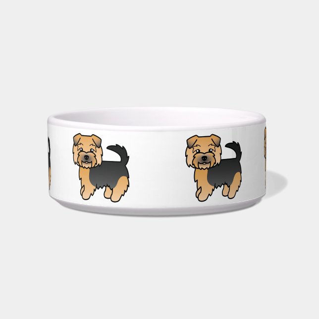 Black and Tan Norfolk Terrier Niedliche Cartoon Hu Napf (Vorderseite)