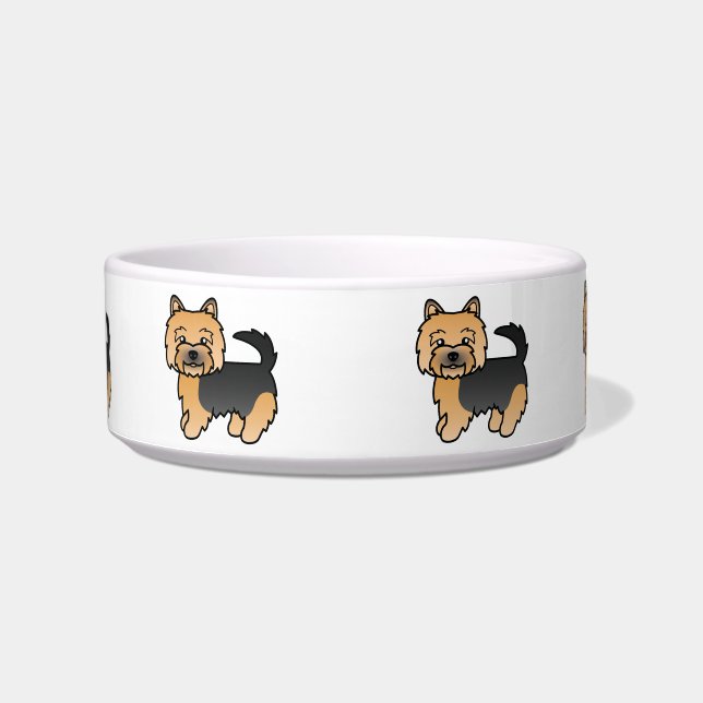 Black and Tan Norwich Terrier Niedliche Cartoon Hu Napf (Vorderseite)