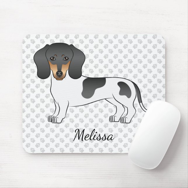 Black and Tan Piebald Kurz Hair Dackel & Name Mousepad (Mit Mouse)