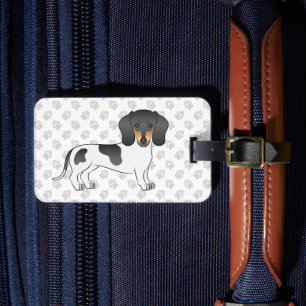 Black and Tan Piebald Kurz Hair Dackel & Text Gepäckanhänger
