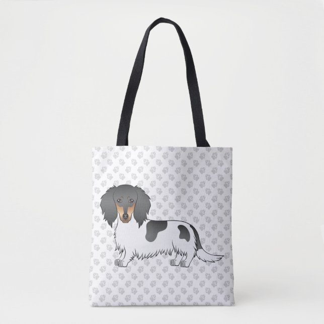 Black and Tan Piebald Long Hair Dackel & Paws (Vorderseite)