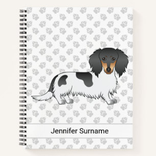 Black and Tan Piebald Long Hair Dackel & Text Notizbuch