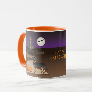 Black and Tan Rottweiler Halloween Spuk Haus Tasse