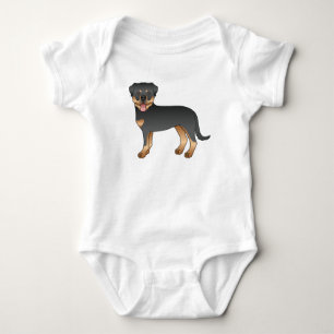 Black and Tan Rottweiler Niedlich Cartoon Dog Baby Strampler