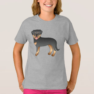 Black and Tan Rottweiler Niedlich Cartoon Dog T-Shirt