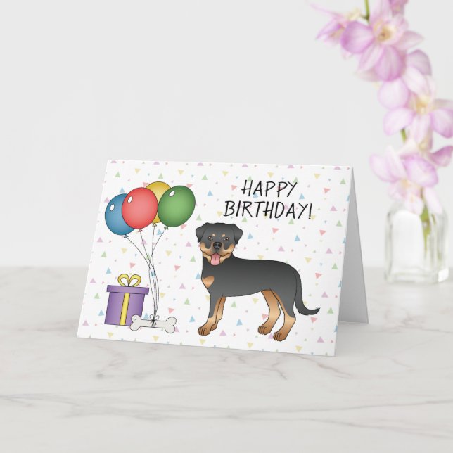 Black and Tan Rottweiler Niedlich Hund - Happy Bir Karte (Orchidee)