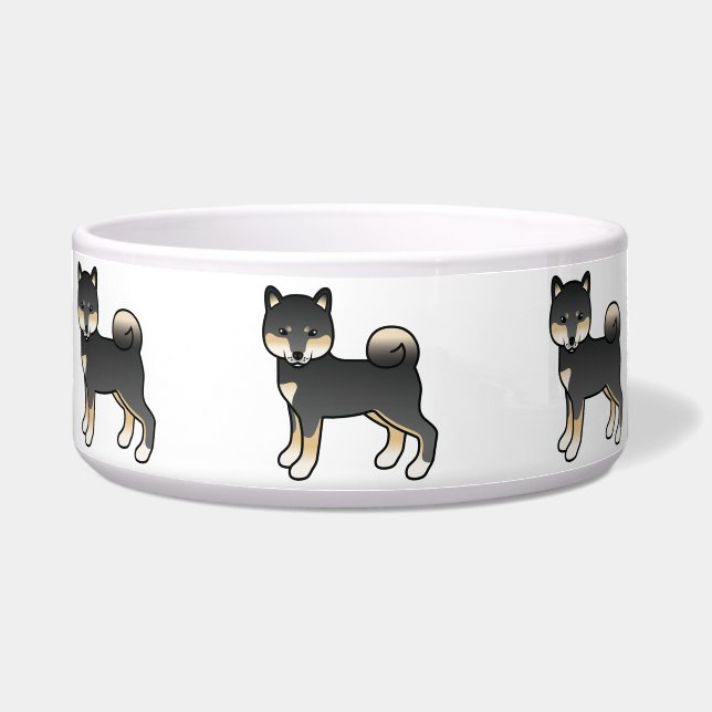 Black and Tan Shiba Inu Niedlicher Cartoon Dog Napf (Vorderseite)