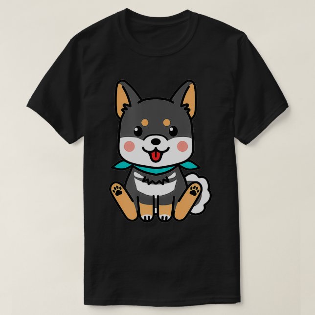 Black and Tan Shiba Inu Shibe Dog Breed T-Shirt (Design vorne)