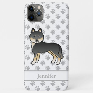 Black and Tan Siberian Husky Cartoon Dog & Name Case-Mate iPhone Hülle