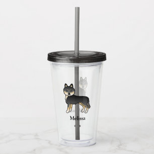 Black and Tan Siberian Husky Dog & Individuelle Na Acryltrinkbecher