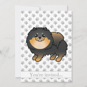 Black and Tan Spitz Hund Geburtstagsparty Einladung