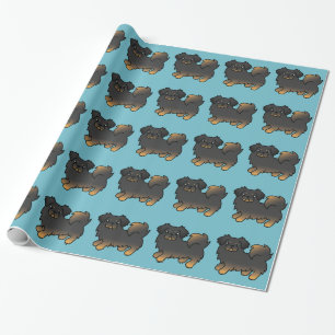 Black and Tan Tibetan Spaniel Cartoon Dog Geschenkpapier