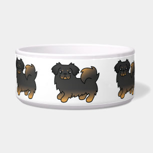 Black and Tan Tibetan Spaniel Cartoon Dog Napf