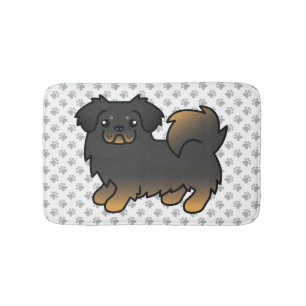 Black and Tan Tibetan Spanisch Cartoon Dog & Paws Badematte