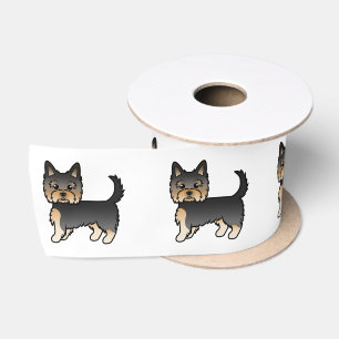 Black and Tan Yorkshire Terrier Cartoon Hunde Satinband