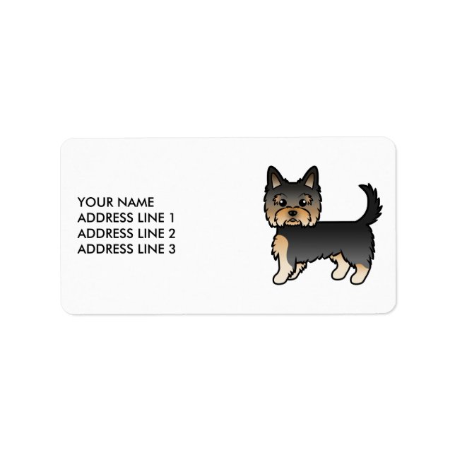 Black and Tan Yorkshire Terrier Dog & Custom Text Adressaufkleber (Vorne)