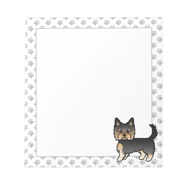 Black And Tan Yorkshire Terrier Yorkie Cartoon Dog Notizblock (Vorderseite)