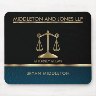 Black and Teal Leather Law Firm Designs Mousepad