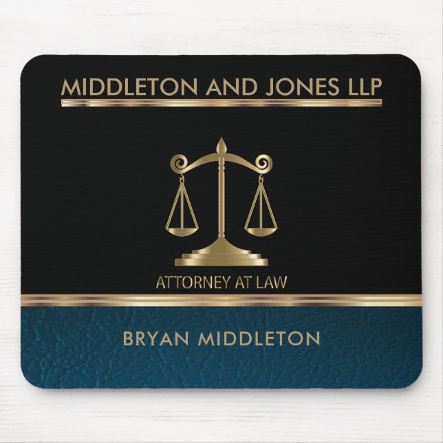 Black and Teal Leather Law Firm Designs Mousepad (Vorne)