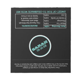 Black and Teal Name Logo Candy Wrappers Notizblock