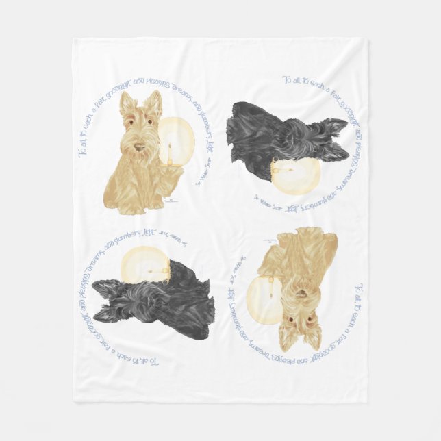 Black and Wheaten Scotties Fleecedecke (Vorderseite)