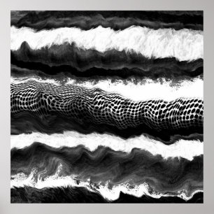 Black and White Abstract Modern Illusion Art Poster
