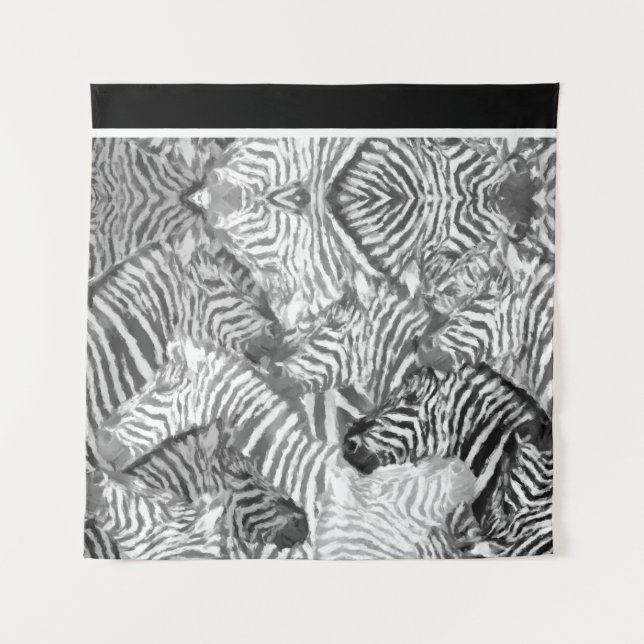 Black and White Abstract Zebra Art Wandteppich (Vorderseite)