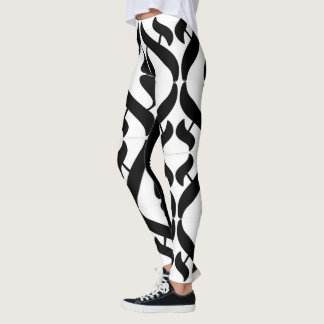Black and White Aleph Symbol Reflection Leggings