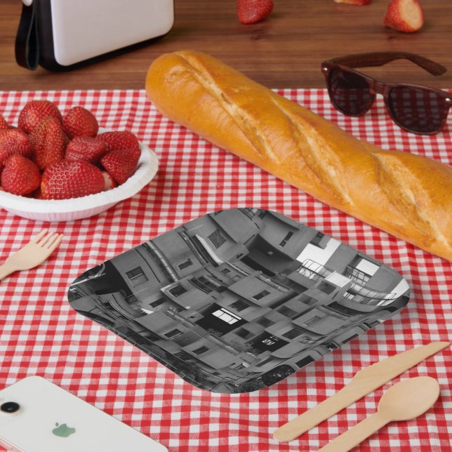 Black and White Architectural Pappteller (Picknick)