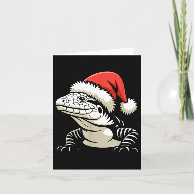 Black And White Argentine Tegu Christmas Ugly Xmas Karte (Vorderseite)