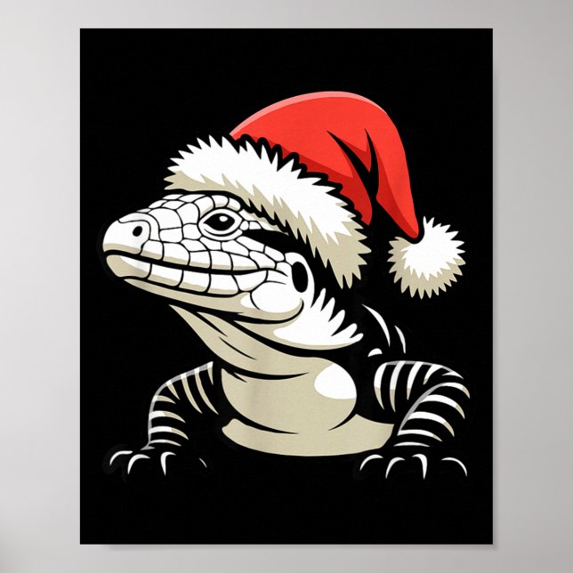 Black And White Argentine Tegu Christmas Ugly Xmas Poster (Vorne)
