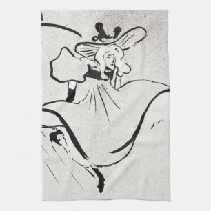 Black and White Art Jane Avril von Toulouse Lautre Geschirrtuch