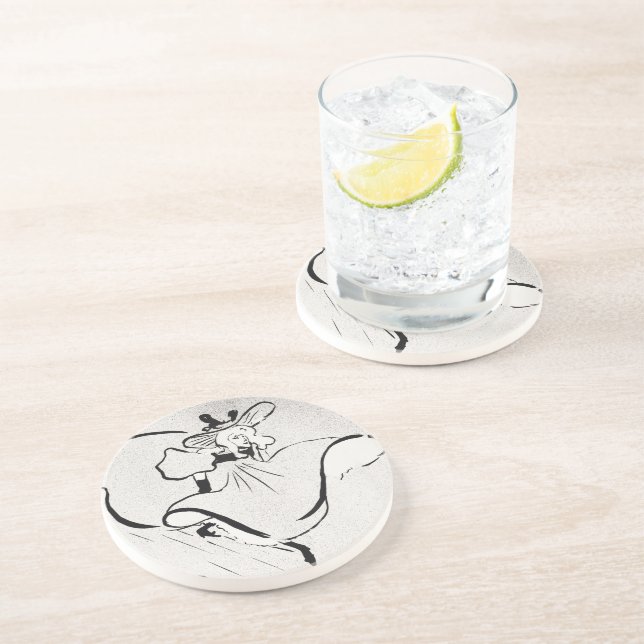 Black and White Art Jane Avril von Toulouse Lautre Getränkeuntersetzer (Seite)