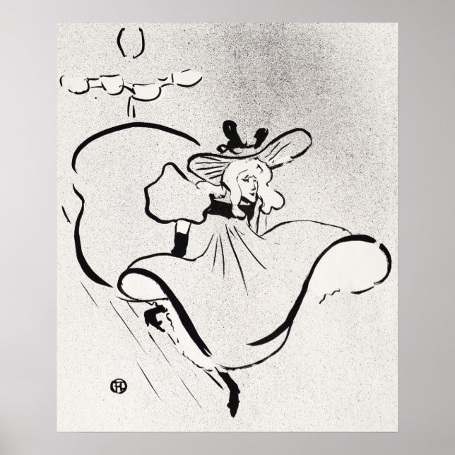 Black and White Art Jane Avril von Toulouse Lautre Poster (Vorne)