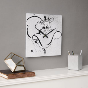 Black and White Art Jane Avril von Toulouse Lautre Quadratische Wanduhr