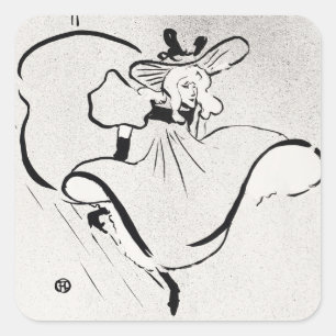 Black and White Art Jane Avril von Toulouse Lautre Quadratischer Aufkleber