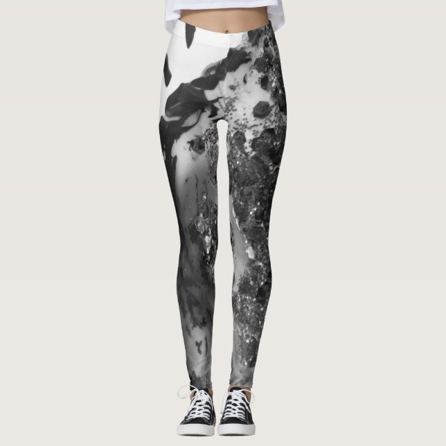 Black and white art texture painting legging pants leggings (Vorderseite)
