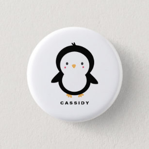 Black and White Baby Pinguin Kinder Personalisiert Button