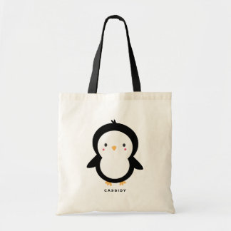 Black and White Baby Pinguin Kinder Personalisiert Tragetasche