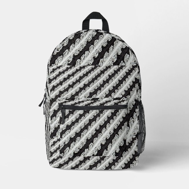 Black and White Bands Bedruckter Rucksack (Vorderseite)
