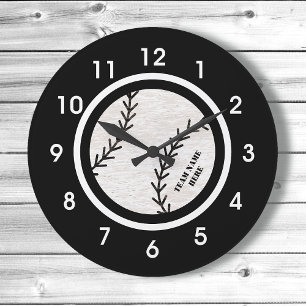 Black and White Baseball Acrylic Wall Clock Große Wanduhr