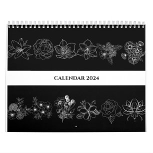BLACK AND WHITE BLUME ART LINIE BIBLE VERSE KALENDER