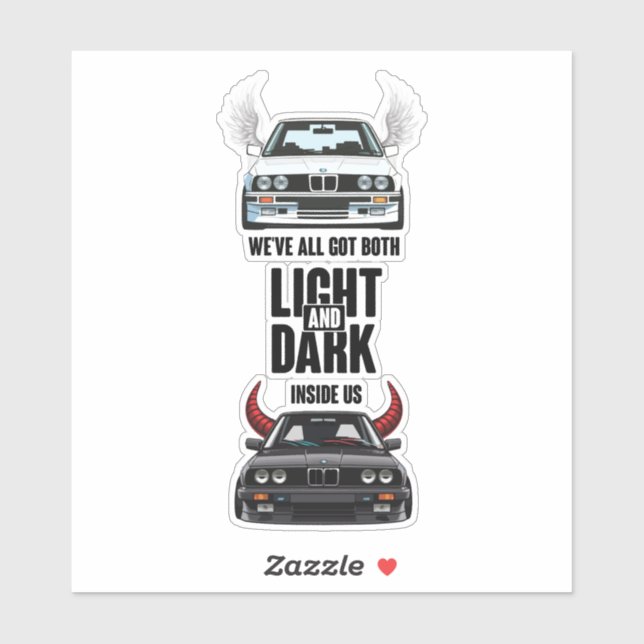 Black and white BMW E30 Aufkleber (Blatt)