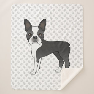 Black and White Boston Terrier Cartoon Dog & Paws Sherpadecke