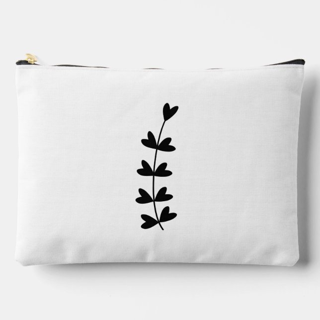 Black and White Botanical Minimalist Design Zubehörtasche (Vorderseite)