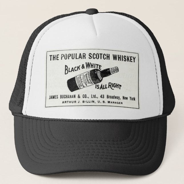 Black and White Buchanan Scotch Whiskey Cap Truckerkappe (Vorderseite)