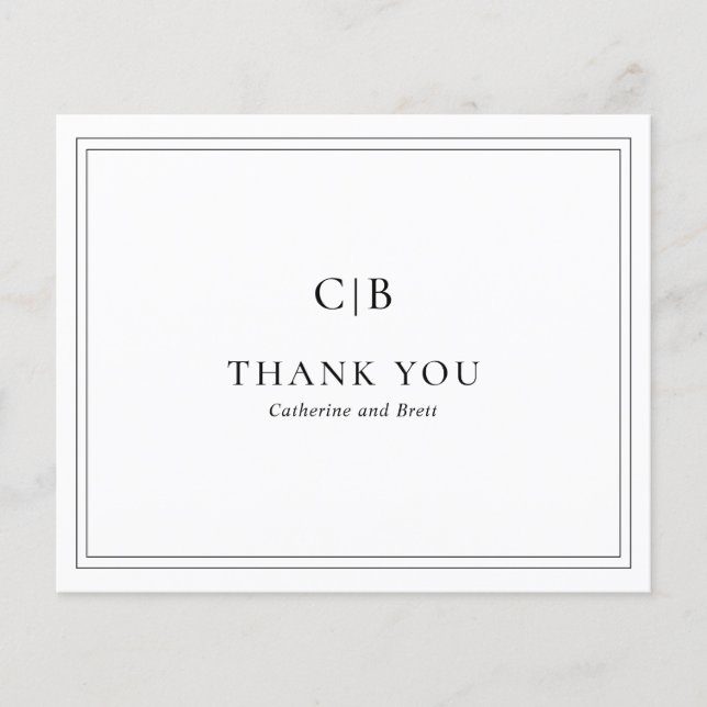 Black and White Budget Wedding Dankeschön Karte (Vorderseite)