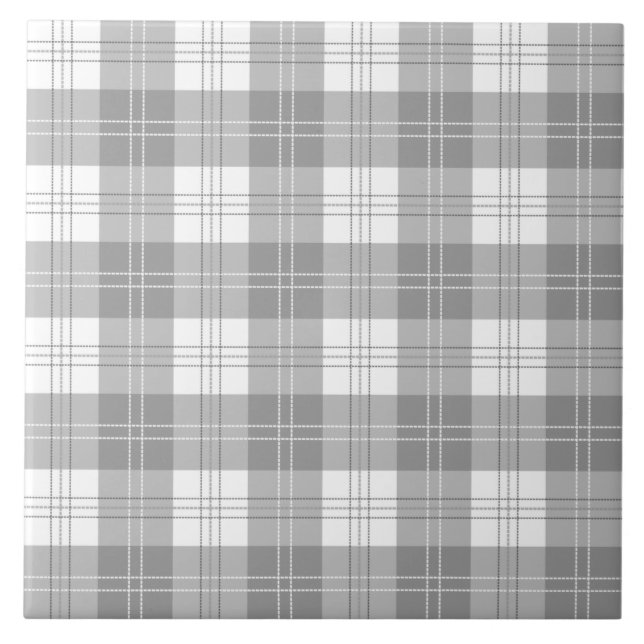 Black and White Buffalo Plaid Fliese (Vorderseite)